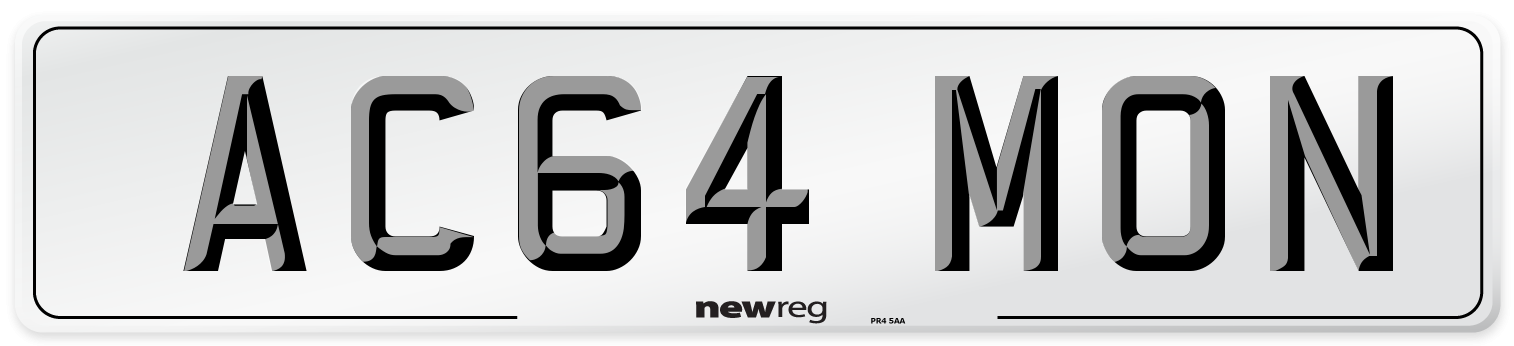 AC64 MON Number Plate from New Reg